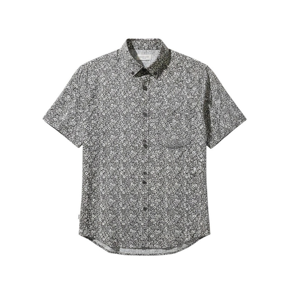 Ben Sherman Button Down Shirt L Brown Floral Short Sleeve Mod Retro Print